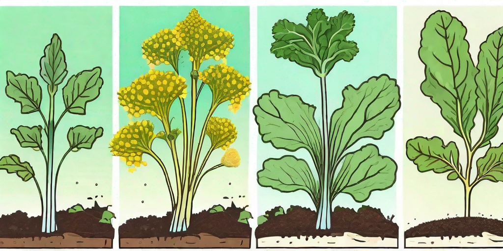 Various stages of mustard greens growth