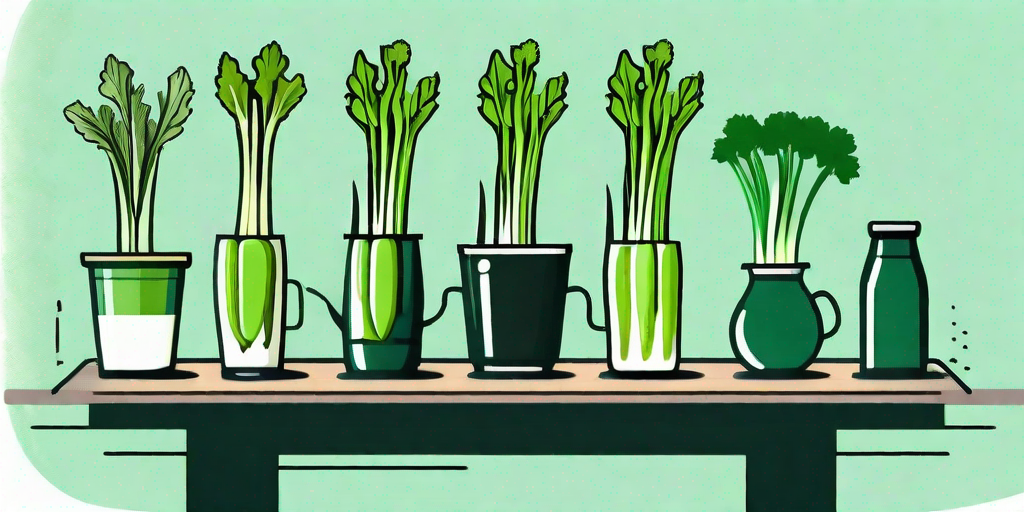 Several varieties of celery in a row