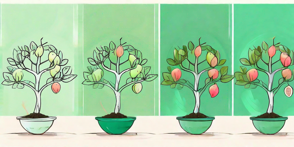 A guava tree at various stages of growth