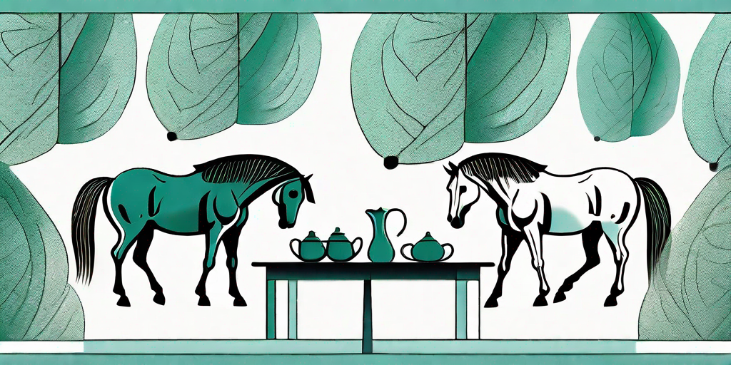 A transition from a stable setting with horses to a dining table setting