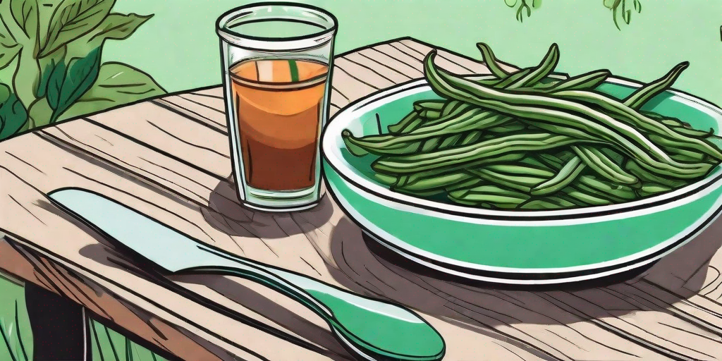 A colorful plate filled with vibrant half runner green beans