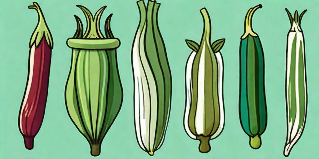 Five different varieties of okra