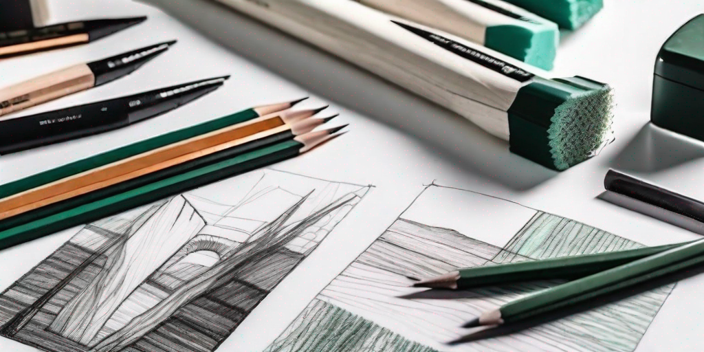A variety of sketching tools such as pencils