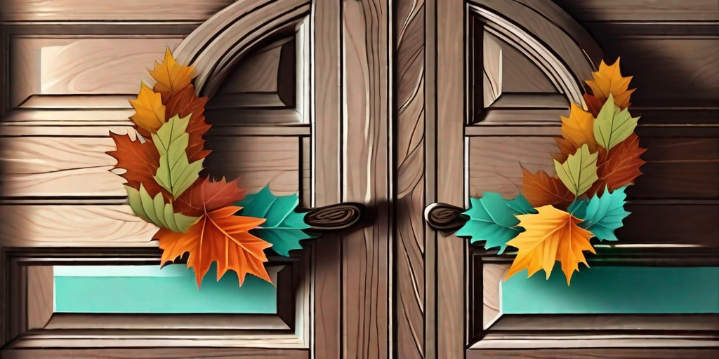 A beautifully crafted diy wreath made from colorful autumn leaves