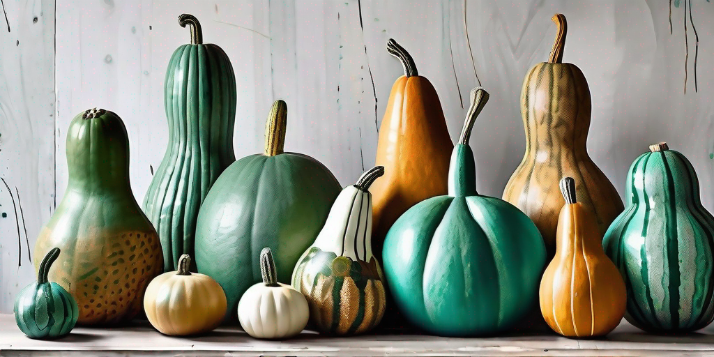Various gourds in different shapes and sizes