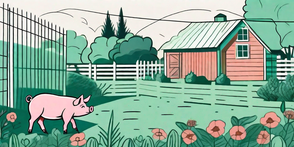 A pig in a backyard setting