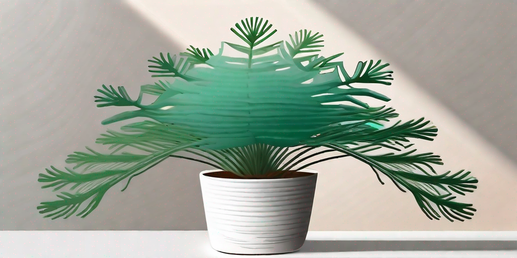 A thriving norfolk pine in a stylish