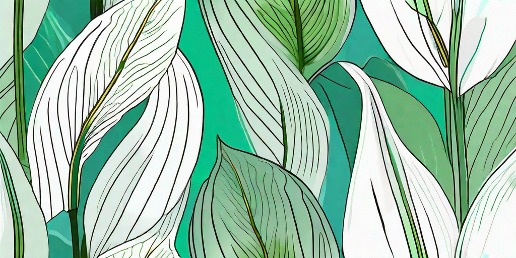 A peace lily flower transitioning from white to green