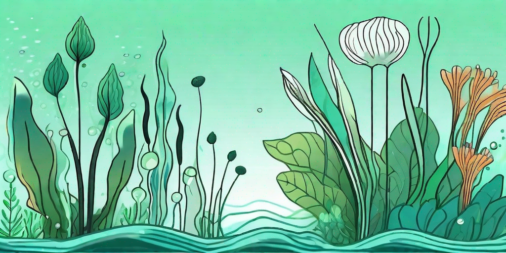 A vibrant underwater scene showcasing lush aquatic plants thriving due to the use of plant fertilizer