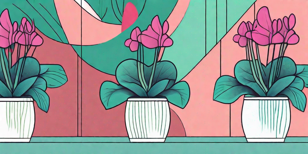 A vibrant cyclamen plant thriving in a decorative pot