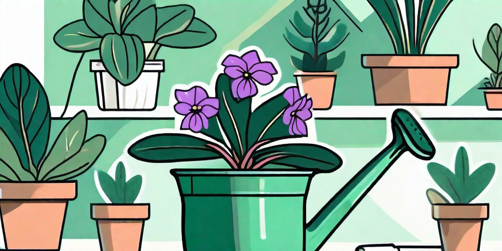 A healthy african violet plant in a pot