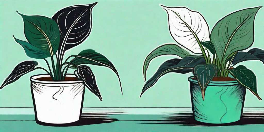 A peace lily plant with visible roots