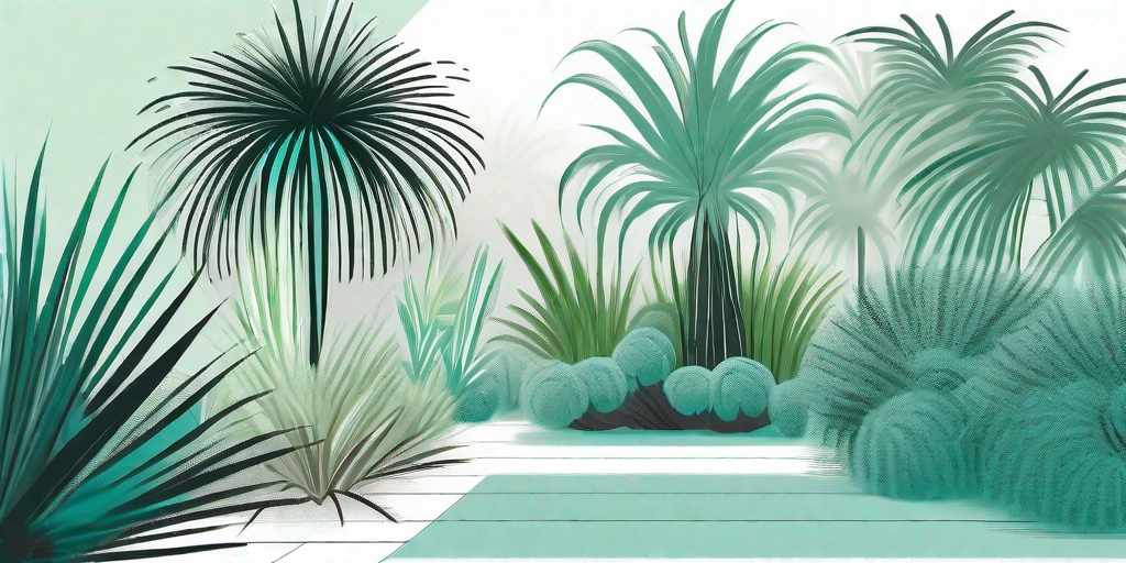 A lush garden scene highlighting a thriving ponytail palm