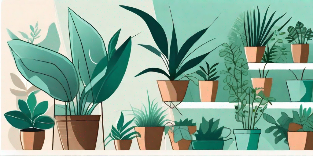An indoor jungle scene with various houseplants